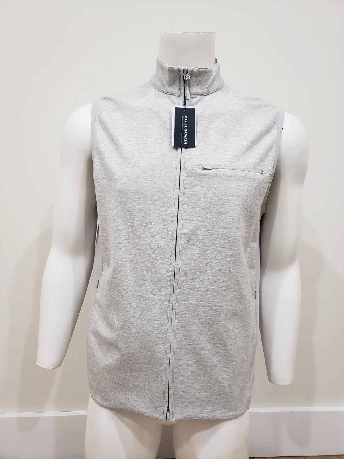 Mizzen+Main Men's Proflex Vest 10W-0575 Light Gray Heather Size XL
