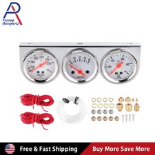 2 52mm Mechanical Chrome Triple Gauge Set Water Temp Oil Pressure Volt Meter