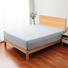 100 Cotton Fitted Sheet Cal King Size Sateen All-Around Elastic Deep Pocket ...