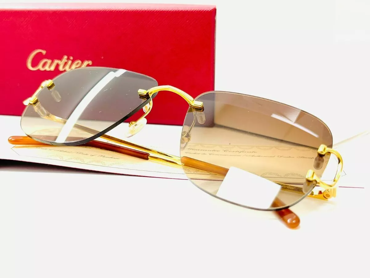 Cartier Big C Rimless Piccadilly Gold CT0092O Sunglasses Gloss Bezel Glasses