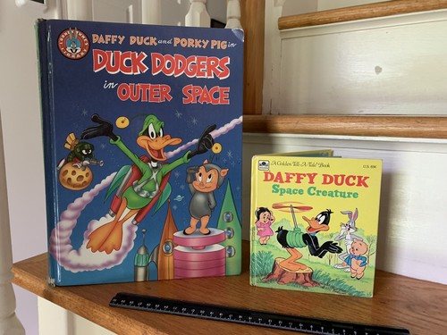 Daffy Duck TY Plush & Duck Dodgers in Outer Space Book & Daffy Duck Space Creatu