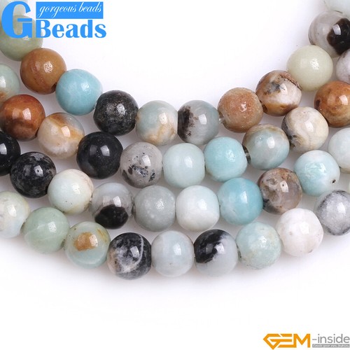 Piedra preciosa amazonita multicolor natural 2 mm agujero grande cuentas redondas envío gratuito - Imagen 18 de 28