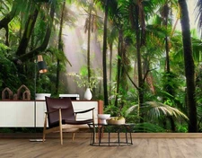 3D Tropical Jungle Sunlight Wallpaper Wall Mural Removable Self-adhesive Sticker