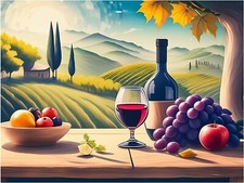Tile Mural Tuscan Wine Fruit Glass Wine Kitchen Wall Backsplash Marble Ceramic