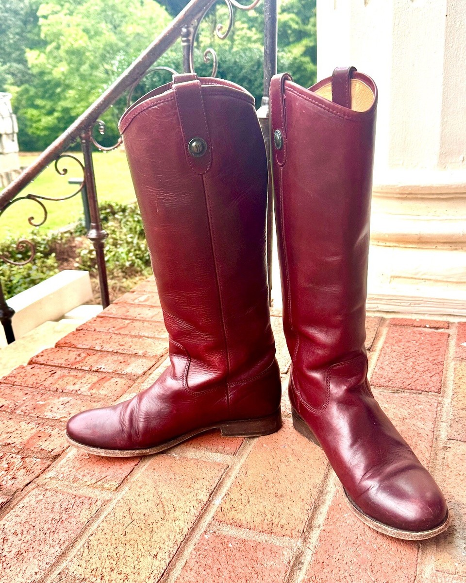 NICE WOMENS FRYE BOOTS LEATHER knee-high Riding MELISSA BUTTON BROWN  WHISKEY