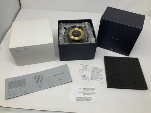 Movado Black Dial Round Crystal Clock TCL109M (chipped) READ - Picture 2 of 12