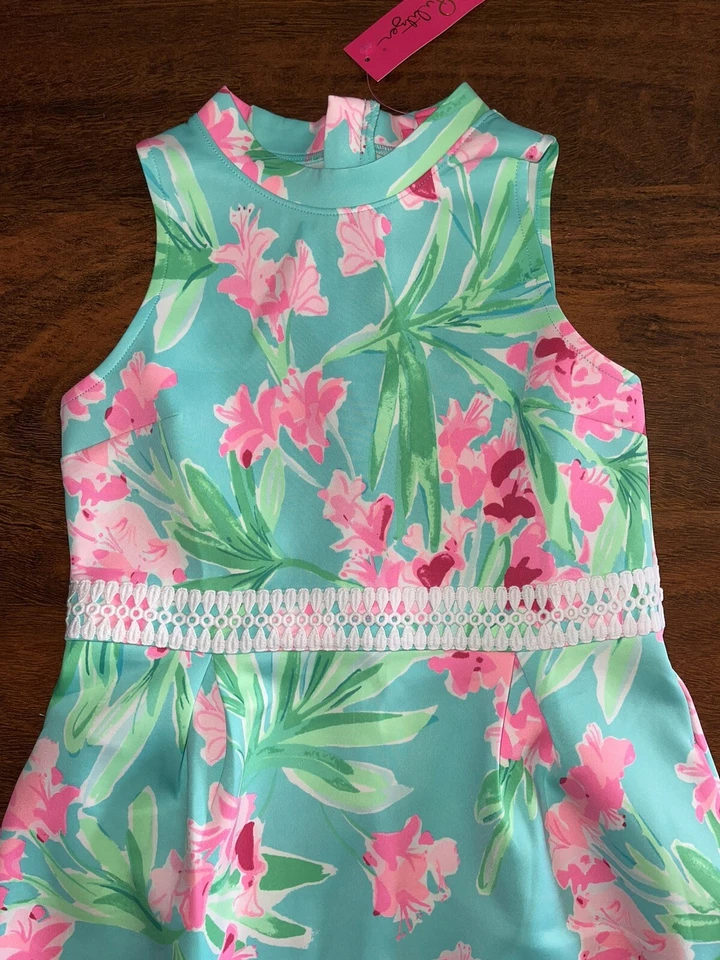 VESTIDO LEESI Lilly Pulitzer Niña 14 Aqua Al Fresco ESN'T SHE LOVELY Ajuste y Acampanado Nuevo con Etiquetas Foto 2 de 4