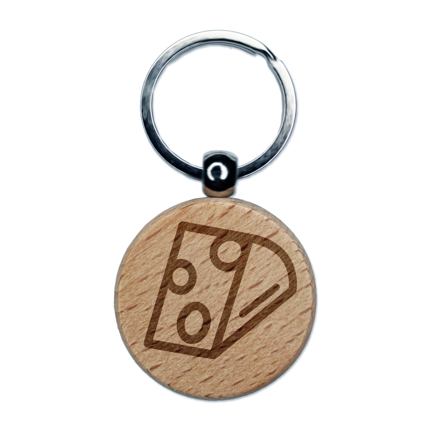 Cheese Wedge Engraved Wooden Keychain Charm Tag  