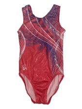 GK Elite Simone Biles Pink/Purple/White Shimmer Gymnastics Leotard Youth L