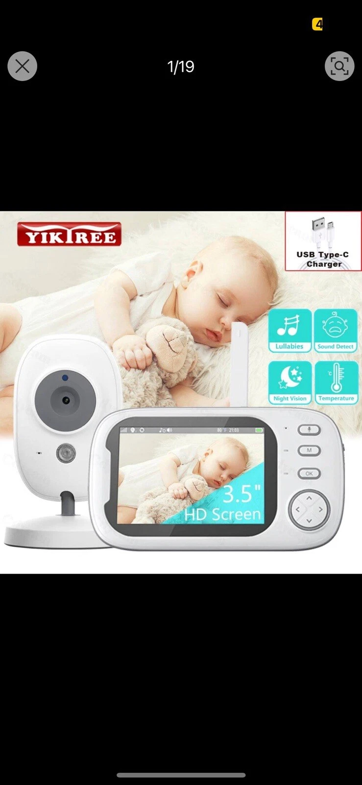 Baby Monitor Camera And Screen Temperature Alert Feeding Reminder Remote WIFI