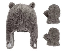 NWT-Sherpa Hat Mittens and Booties Unisex By Carters, Size 0-9 Months