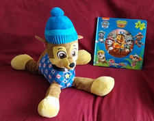 CHASE and DINO RESCUE STORY / UKŁADANKA PUZZLE KSIĄŻKA i ŁAPA PATROL CHASE MIĘKKA ZABAWKA