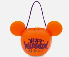New Disney Mickey Mouse Halloween Jack O’ Lantern Glow In The Dark Treat Bucket