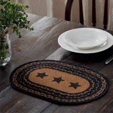 Country 12"x18" Stars Placemat Black Farmhouse Kitchen Table Decor VHC Brands