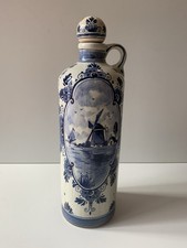Antique / Vintage Large Delft Hand Painted Musical Ceramic Bottle Holland Dutch