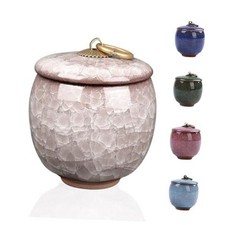 Small Urns for Human Ashes Keepsake, Ceramic Ice Crack Memorial Keepsake White