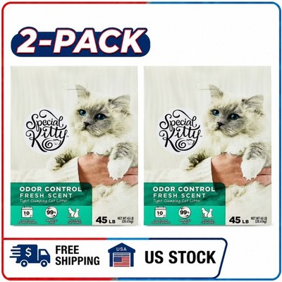 (2 pack) Special Kitty Clumping Clay Cat Litter, Fresh Scent, 45 lb Box, 1 Count