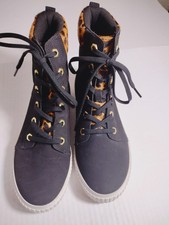 Timberland Skyla Bay 6 Inch Black Nubuck Sneaker Boots Women's 8.5 Leopard