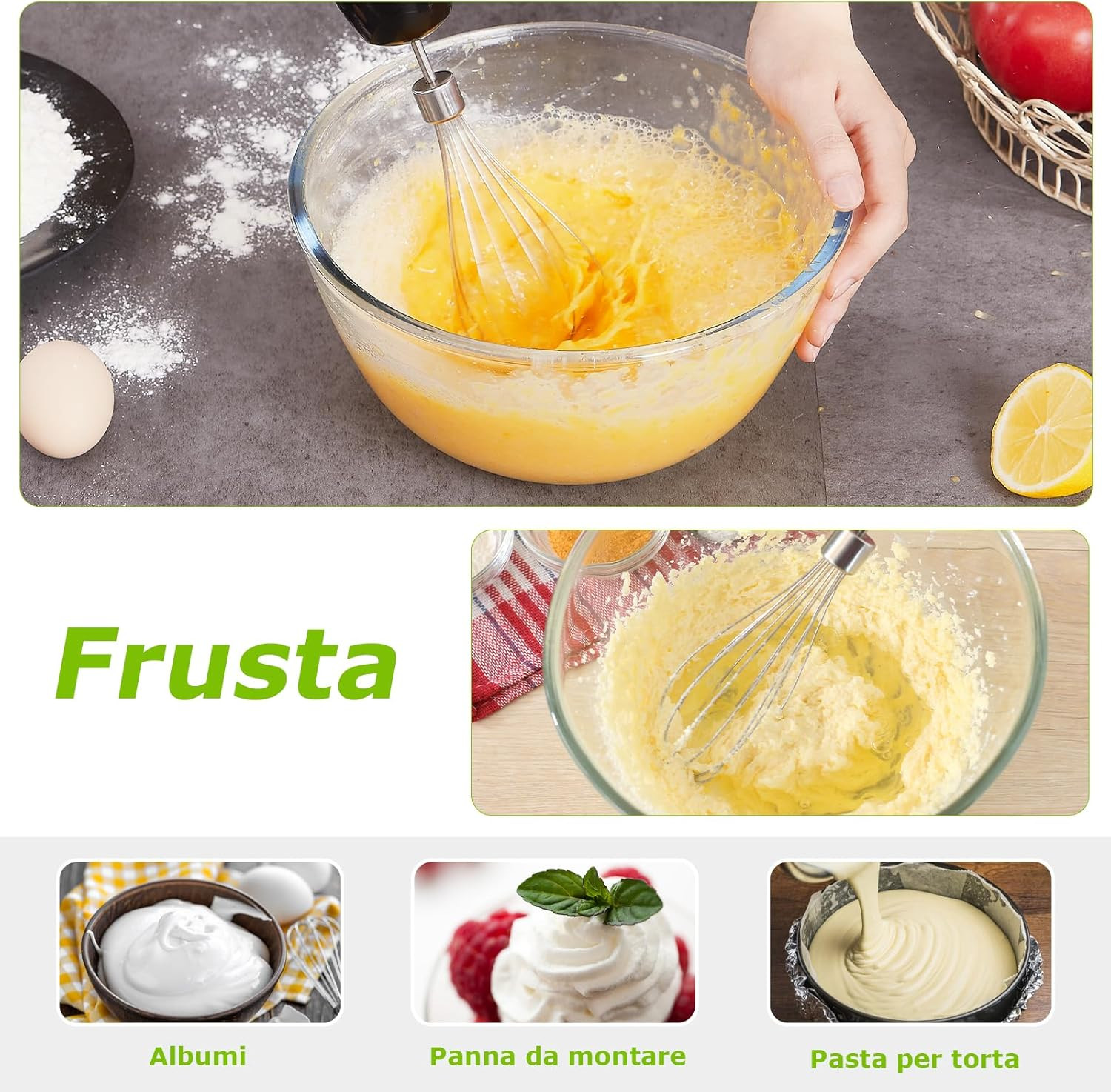 Frullatore a Immersione 1000W 4 in 1 - Minipimer Inox Professionale - 4