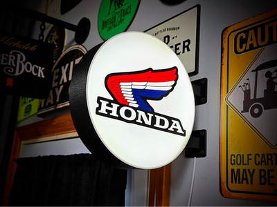 Honda Motorcycles LED Lightbox Sign 3D Printed Round Wall Mount Man Cave