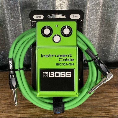 Boss BIC-10A-GN 10' Right Angle to Straight 1/4'' Guitar Instrument Cable GREEN