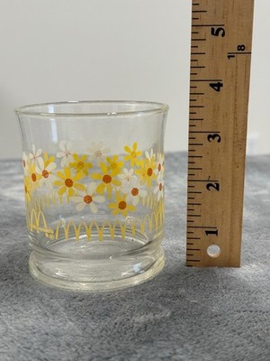 Vintage Libbey McDonald's Yellow White Daisy Flower Drinking Glass Libby