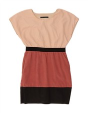 ZARA Womens Sleeveless Sheath Dress UK 14 Medium Pink Colourblock AK02