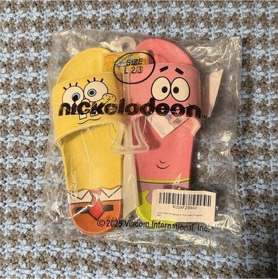 Josmo SpongeBob & Patrick Star Kids Slide Sandals US 2/3 Yellow Pink