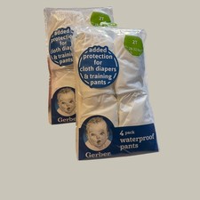 Gerber 2-Pack 4-Count Waterproof Pants Size 2T White Cloth Diaper Covers PEVA