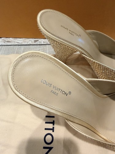 Louis Vuitton Satin Crystal Sparkle Mules - Picture 2 of 6
