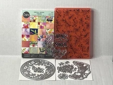 Sizzix Bloom Blossom Card Kit Embossing Folder Die Set Clear Stamps & Paper Pad