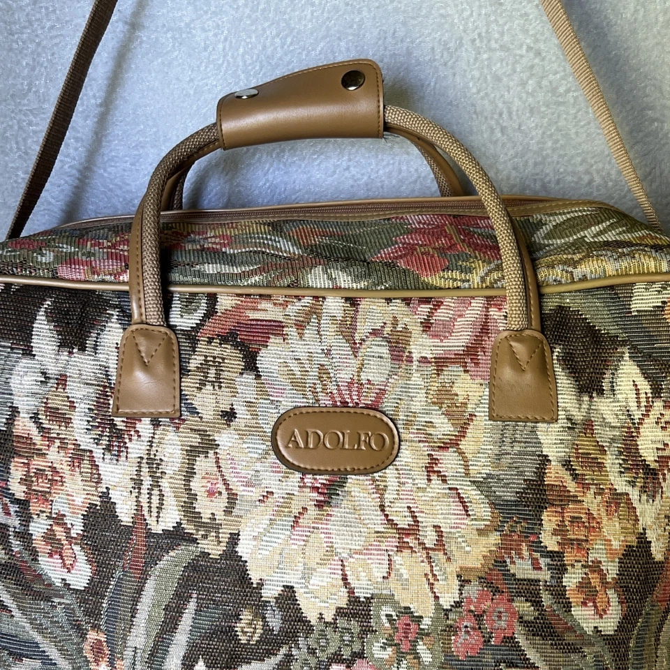 Bolso de mano Adolfo floral alfombra fin de semana tapiz jacquard cabaña equipaje de viaje Foto 3 de 4