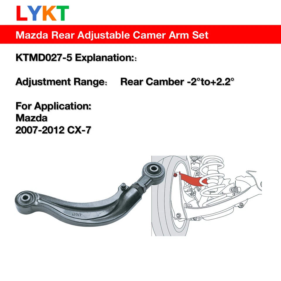 LYKT 2pcs Rear Upper Adjustable Camber Control arms Kit For 2007-2012 Mazda CX-7 Foto 2 de 4