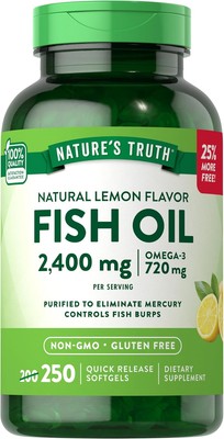 Omega 3 Fish Oil Capsules | 2400mg | 250 Softgels | Non-GMO | by Nature's Truth