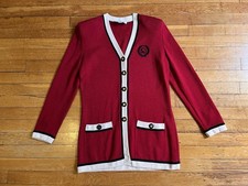 VINTAGE St. John Collection Santana Knit Cardigan Sweater Blazer Women s P Red