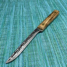 Vtg Utility Knife 4” Steel Blade Wood Handle Full Tang Rivets Paring Taiwan