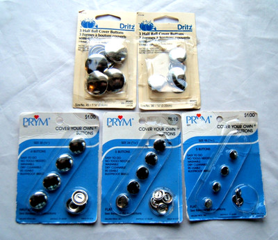 Buttons to Cover Dritz and Prym Packages Lot - New Opened - Half Ball and Flat