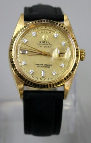 Rolex President Day-Date 18k Gold Tapestry Diamond Dial 36mm -...
