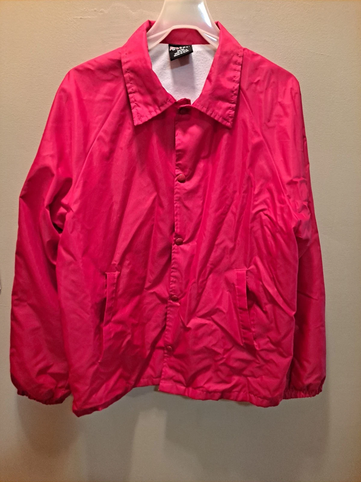 Vintage Windbreaker Jacket Medium M Mens Red Snap Button Lined 90s Made In USA