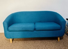 Modern 2-seater sofa – blue fabric, excellent condition