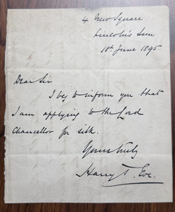 Sir Harry Trelawney Eve (1856–1940) barrister, judge, & Liberal Party politician