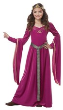 Medieval Princess Girls Costume Dress With Crown 00572