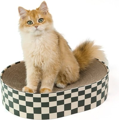 Cat Scratcher Cardboard,2 in 1 Oval Cat Scratch Pad Bowl for Grinding Claw