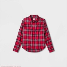 Men's Long Sleeve Adaptive Button: Berry Red/Plaid XL *SEE DEAL!!!*
