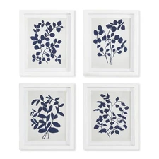 Modern Botanical Wall Art - Navy Vine Prints, Set of 4