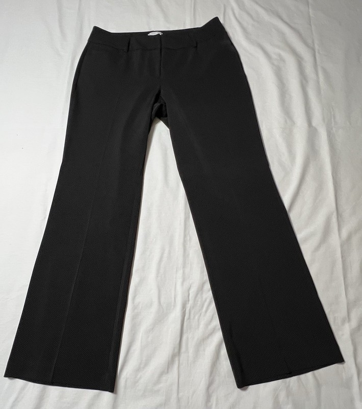 New York & Company Stretch Slacks Pants Black w/Small White Polka Dots Size 10