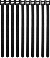 50 Pcs Reusable Fastening Cable Ties, Microfiber Cloth 12 Inch Hook and Black