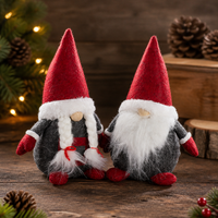 Weihnachtswichtel 17Cm(23Cm) Gnom 2 StüCk Sitzend Rot-Grau Dekofigur Weihnachten