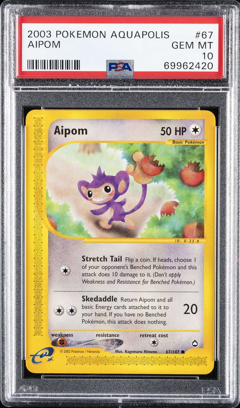 2003 POKEMON AQUAPOLIS #67 AIPOM PSA 10