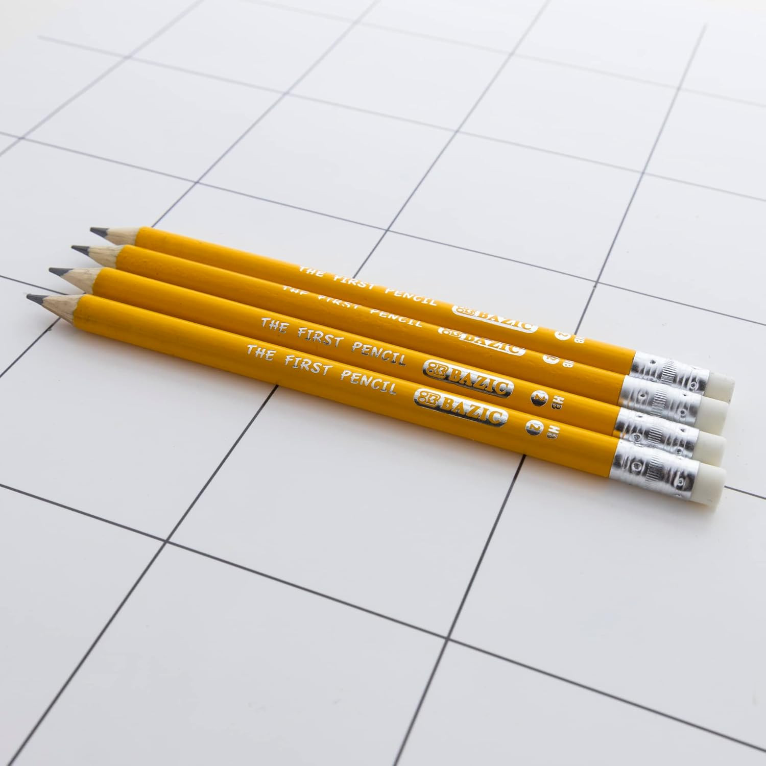 BAZIC Pencil Wood Pre-Sharpened #2 HB Jumbo Pencils, Latex Free Eraser, Premium